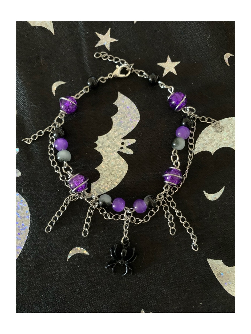 Purple Spider Charm Bracelet